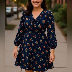 Betsey Johnson Sheer Black Floral Sleeve Dress Sz8 Nordstrom